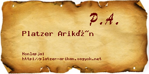 Platzer Arikán névjegykártya